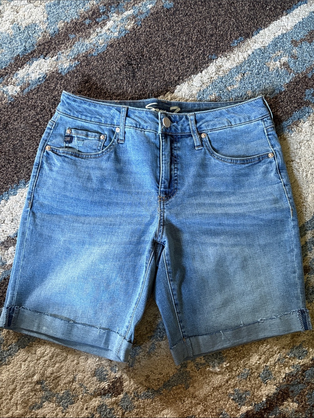 Seven7 Light Blue Denim Bermuda Shorts